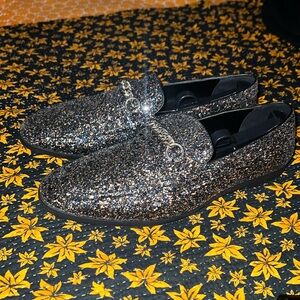 ASOS brand new condition gun metal silver grey men’s glitter sparkle dress shoes